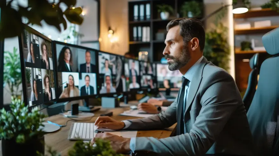Skilled business people discussing about investment at online meeting aig