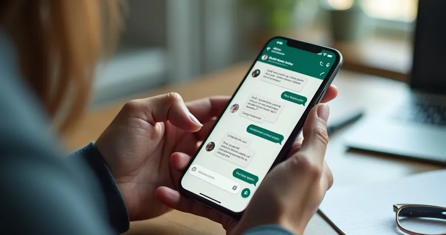 Pessoa digitando mensagem de vendas no WhatsApp 