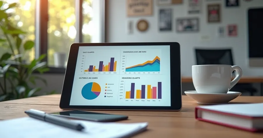 Gráfico colorido mostrando diferentes faixas salariais de closer digital em um tablet 