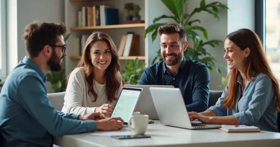 Quatro pessoas em uma videochamada de vendas 